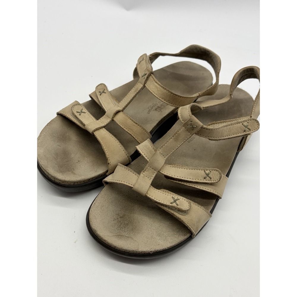 SAS Sorrento Sandals Women's 10.5 M - Tan Leather T-Strap Adjustable Comfort USA